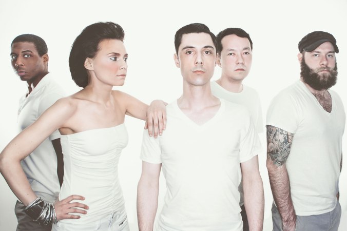 Stereo Off, L-to-R: Darren (Drums), Bridget (Keys, Viola), Sebastian (Lead Vocals, Keys), Niall (Bass, Rhythm Guitar), Steve (Lead Guitar, Vocals).